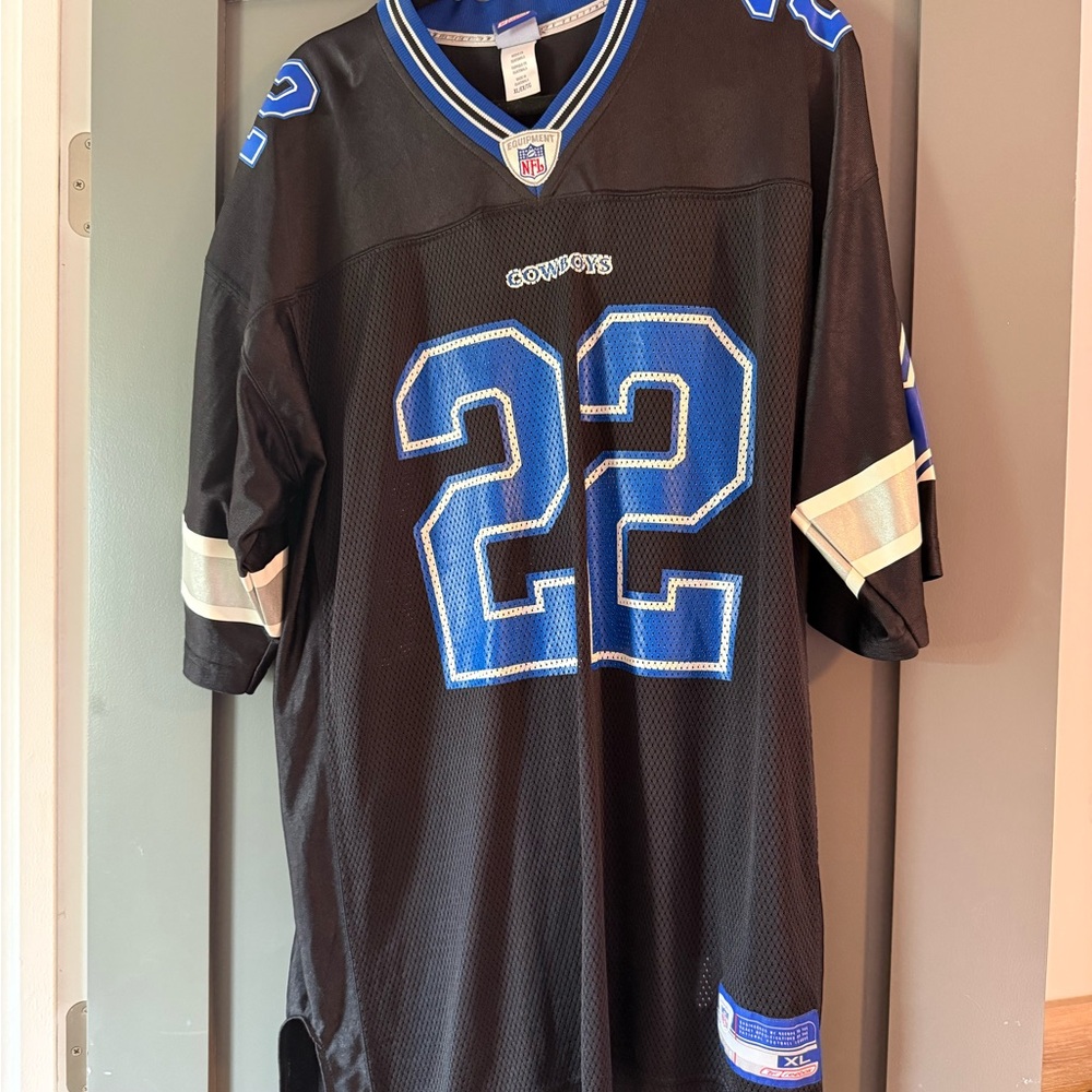 Emmitt Smith Black and Blue Authentic Jersey XL